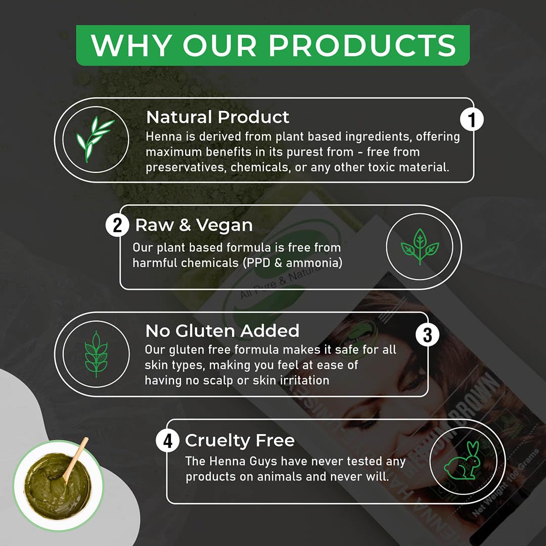 1 Pack Of Medium Brown Henna Hair & Beard Color/Dye 100 Grams - Natural Hair Color, Plant-based Hair Dye - The Henna Guys