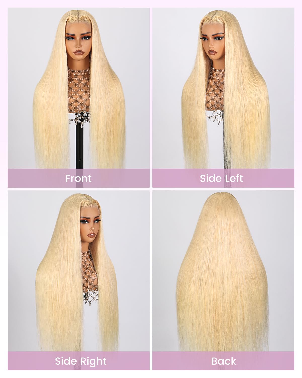 Arabella 613 Lace Front Wig Human Hair 13x4 Ready to Go Glueless Wig 12A Blonde Lace Front Wigs Human Hair 210% Density 613 Straight Hair 613 HD Lace Frontal Wig(40inch, 613 13X4 Straight Wig)