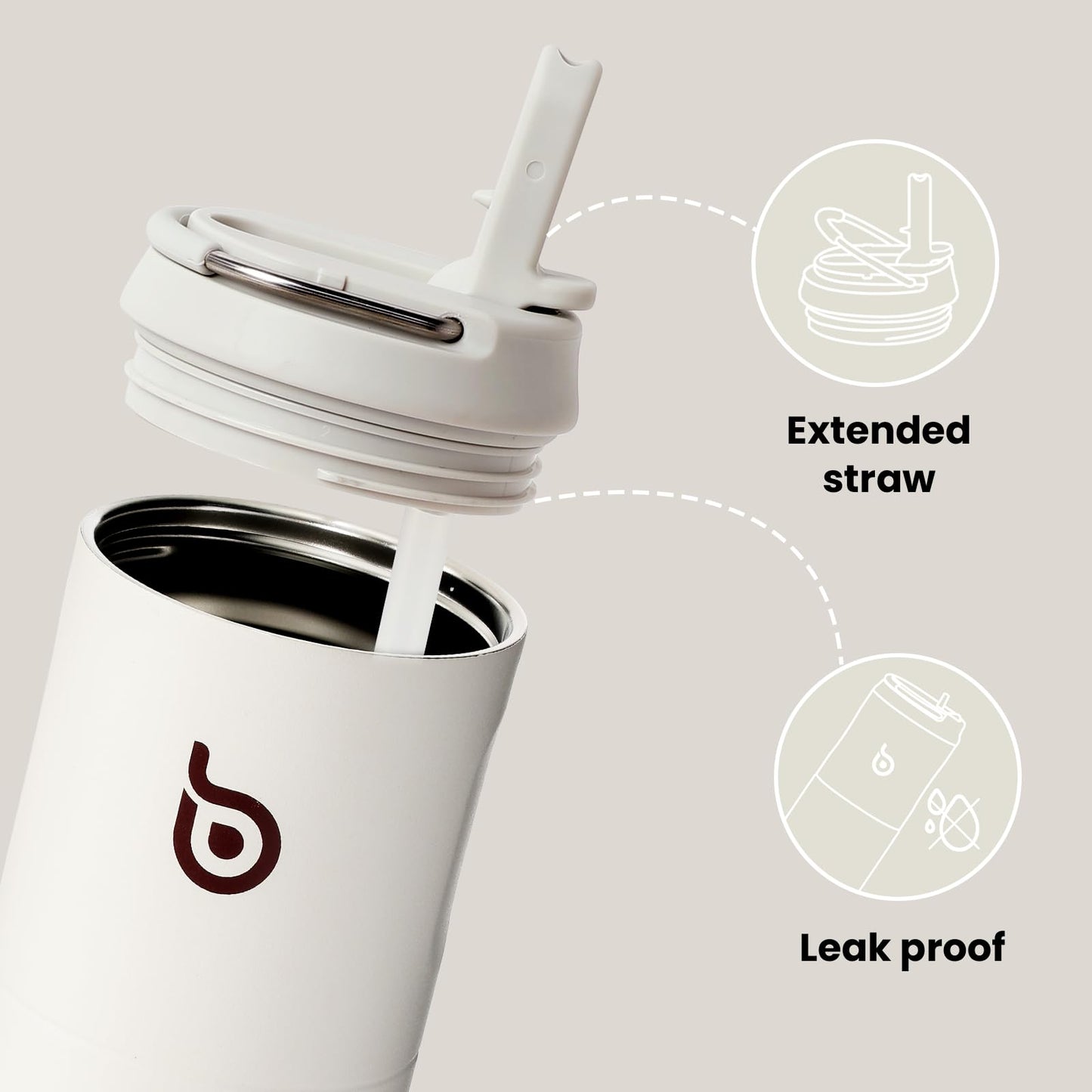 BOTTLE BOTTLE Insulated Water Bottle 24oz with Straw Lid and Handle for Sports Travel Gym Stainless Steel Water Bottles Double-Wall Vacuum Metal Thermos Bottles Leak Proof BPA-Free (Light Gray)