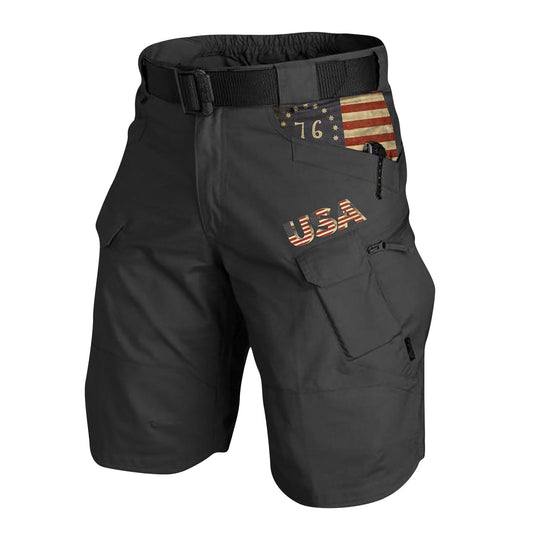 WENKOMG1 Mens Cargo Shorts 4th of July Outdoor Tactical Shorts Patritotic Printed Military Shorts with Multi Pockets, Mens Shorts Summer Shorts for Men Casual Shorts Active Shorts(Black,X-Large)