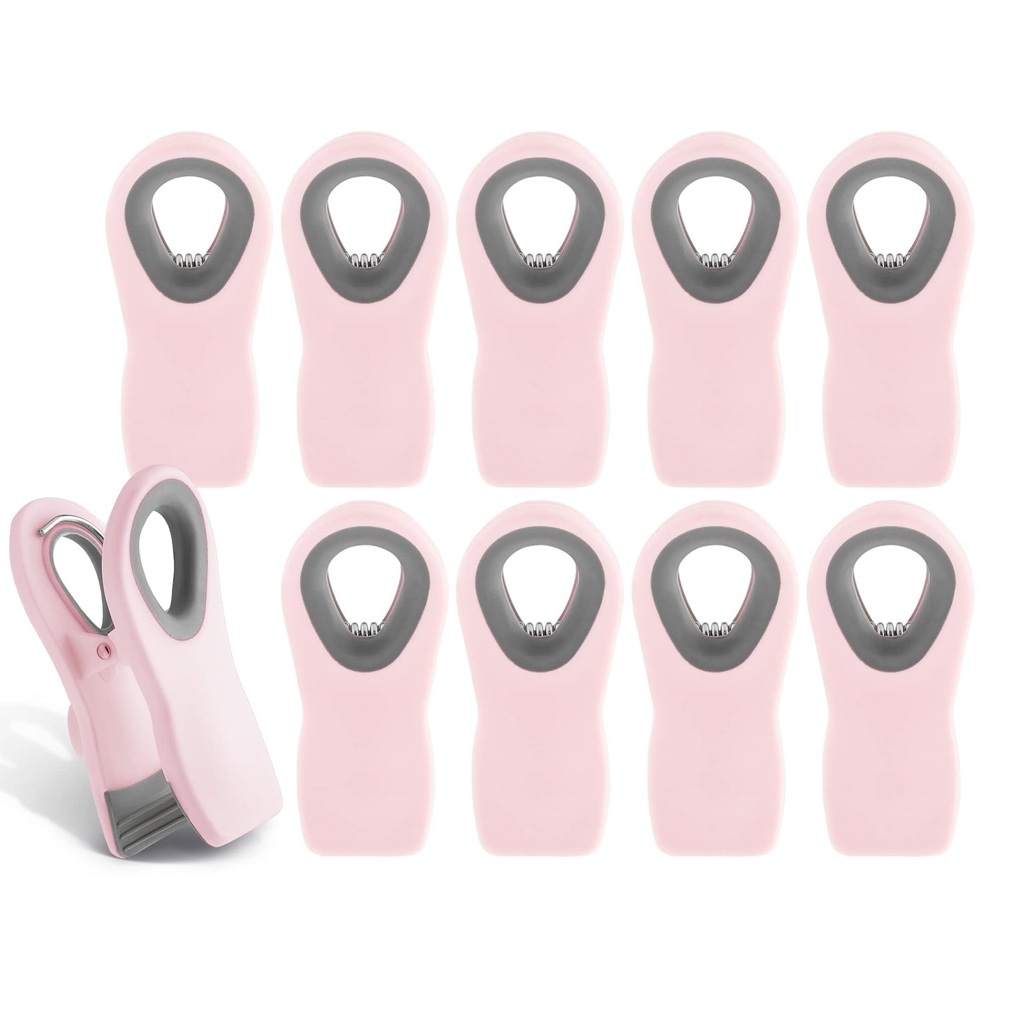 COOK WITH COLOR Bag Clips with Magnet- Food Clips, Chip Clips, Bag Clips for Food Storage with Airtight Seal Grip for Bread Bags, Snack Bags and Food Bags (Beige and Pink, Pack of 10)