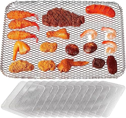 Mifoci 20 Pcs Disposable Grill Topper Non Stick BBQ Grill Grates 12x16 Inch Grill Mesh Mat Disposable Pans for Outdoor Liners Cooking Grid Grates Pad for Camping Picnics Meat