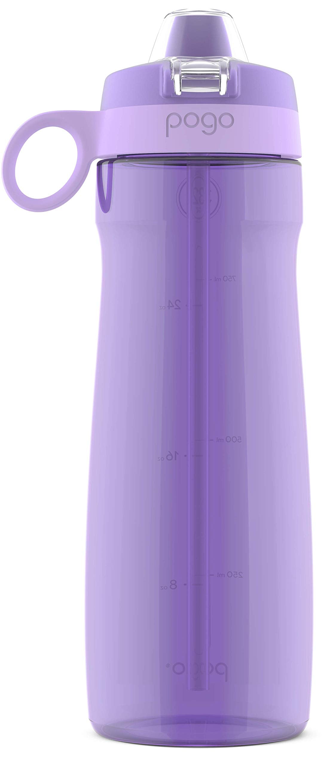 Pogo BPA-Free Tritan Plastic Water Bottle with Soft Straw, 32 Oz, Lilac