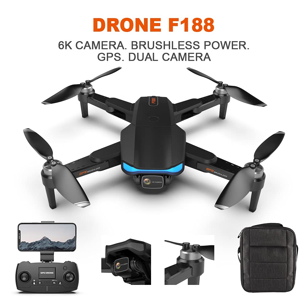 AMHYEWO GPS Folding Drone with Brushless Motors, 6K HD Camera, 56 Min Flight, 1000M Range | Altitude Hold, Auto Return, RC Quadcopter for Adults