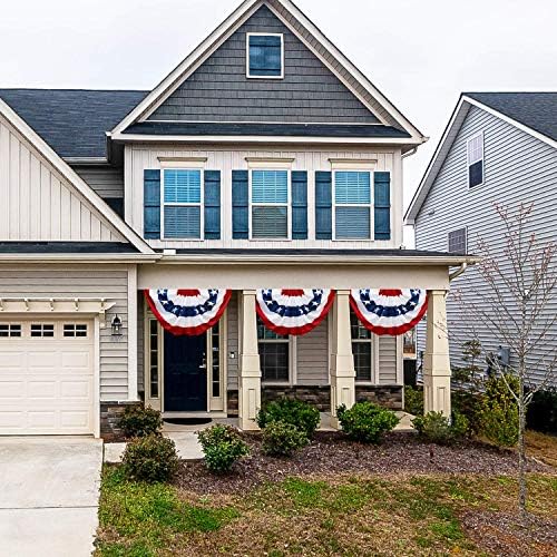 American Flag Bunting for Outside,4th of July Flags Outdoor, USA Pleated Fan Flag 1.5x3 FT,Patriotic Decor Bunting Banner,Fourth of July Yard Decorations,Red White and Blue Decor for Outside (10 Pack)