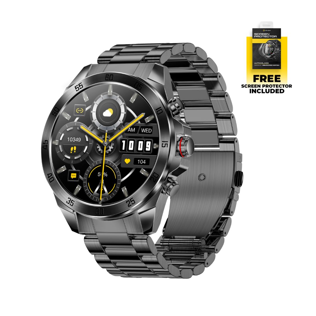 ALPHAGEAR Commander Smartwatch for iPhone & Android, Rugged Smart Watch (Answer/Make Call), Wellness Tracker with 1.43" AMOLED Screen, 10-14 Days Battery, 5 ATM (2xScreen Protector Included)