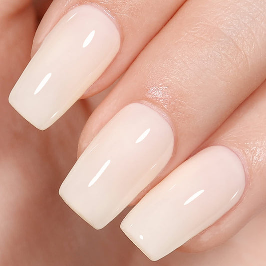 AILLSA Off White Gel Nail Polish Nude White Jelly Gels Nail Polish Light Color Translucent Soak Off U V Polish Beige Natural Gel Polish for Nail Art Manicure DIY at Home 0.51 Fl Oz /GB47