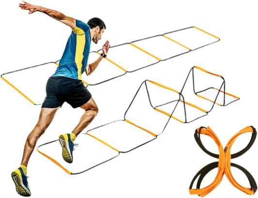 AiZicheng Agility Ladder, Agility Training Equipment, Soccer Speed Ladder, Football Footwork Ladder, Workout Ladder for Kid Adult, Foldable&Unwinding&Carrying Bag (Orange (10 Squares))