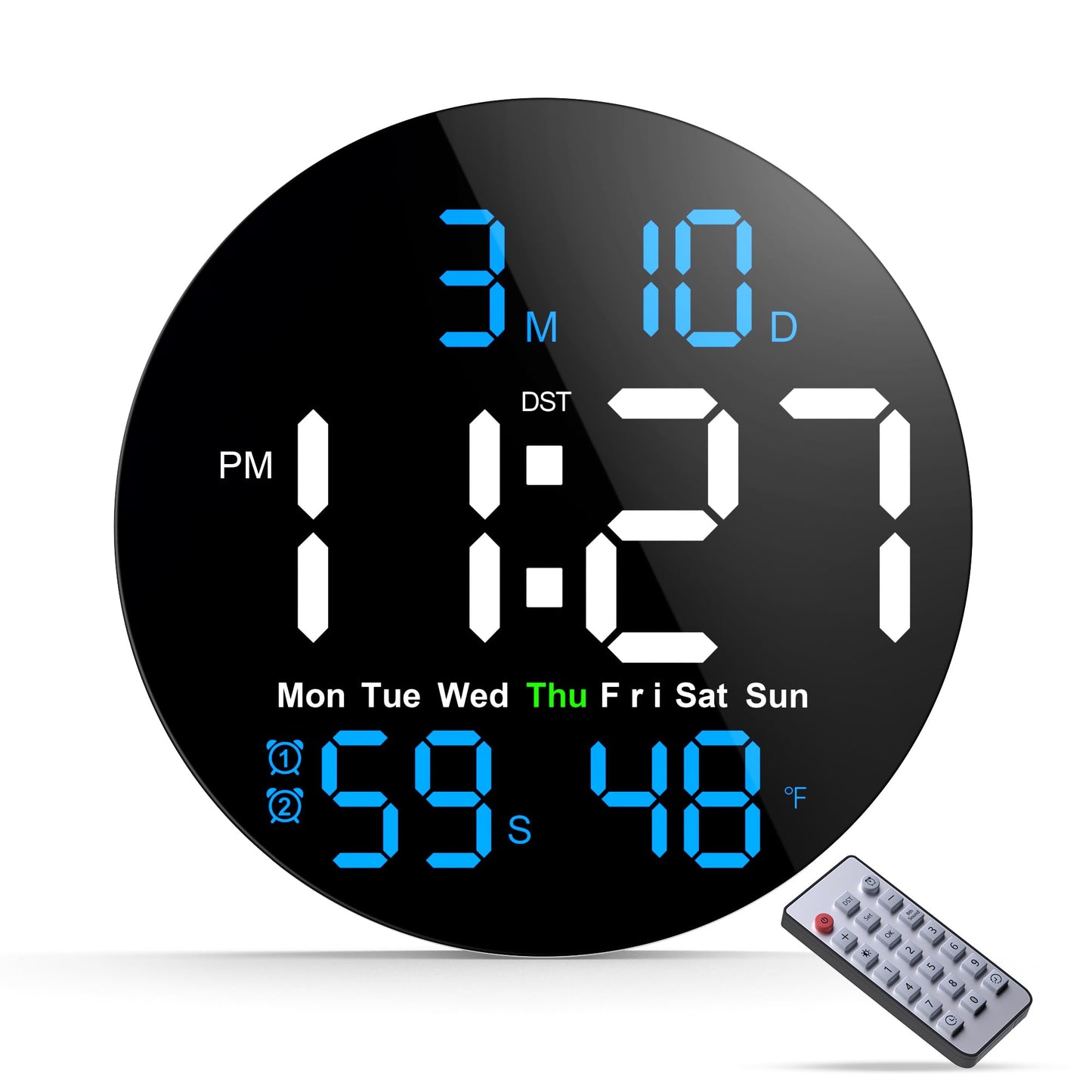ANALOI Digital Wall Clock, 10 in Wall Clock with Large LED Display Seconds Display One Button DST Muteable Button Auto Brightness, Large Digital Wall Clock for Living Room, Classroom, Bedroom, Office
