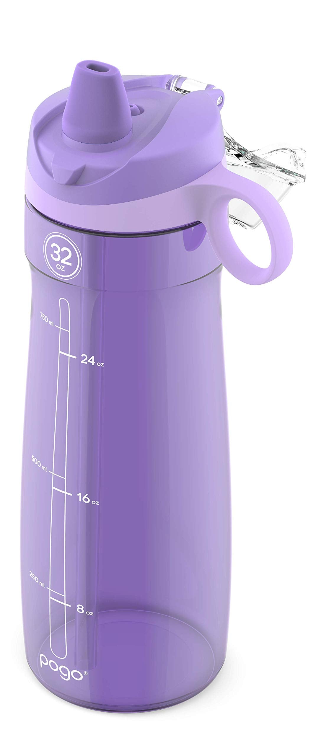 Pogo BPA-Free Tritan Plastic Water Bottle with Soft Straw, 32 Oz, Lilac