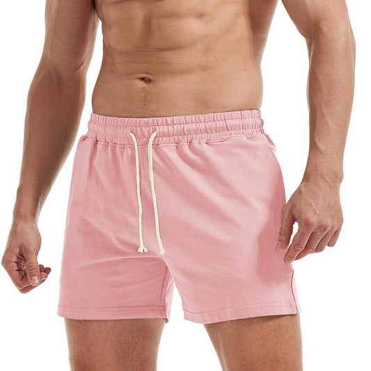 AIMPACT Mens Workout Sweat Shorts 5 Inch Cotton Casual Fitness Mens Athletic Gym Shorts with Pockets Pink