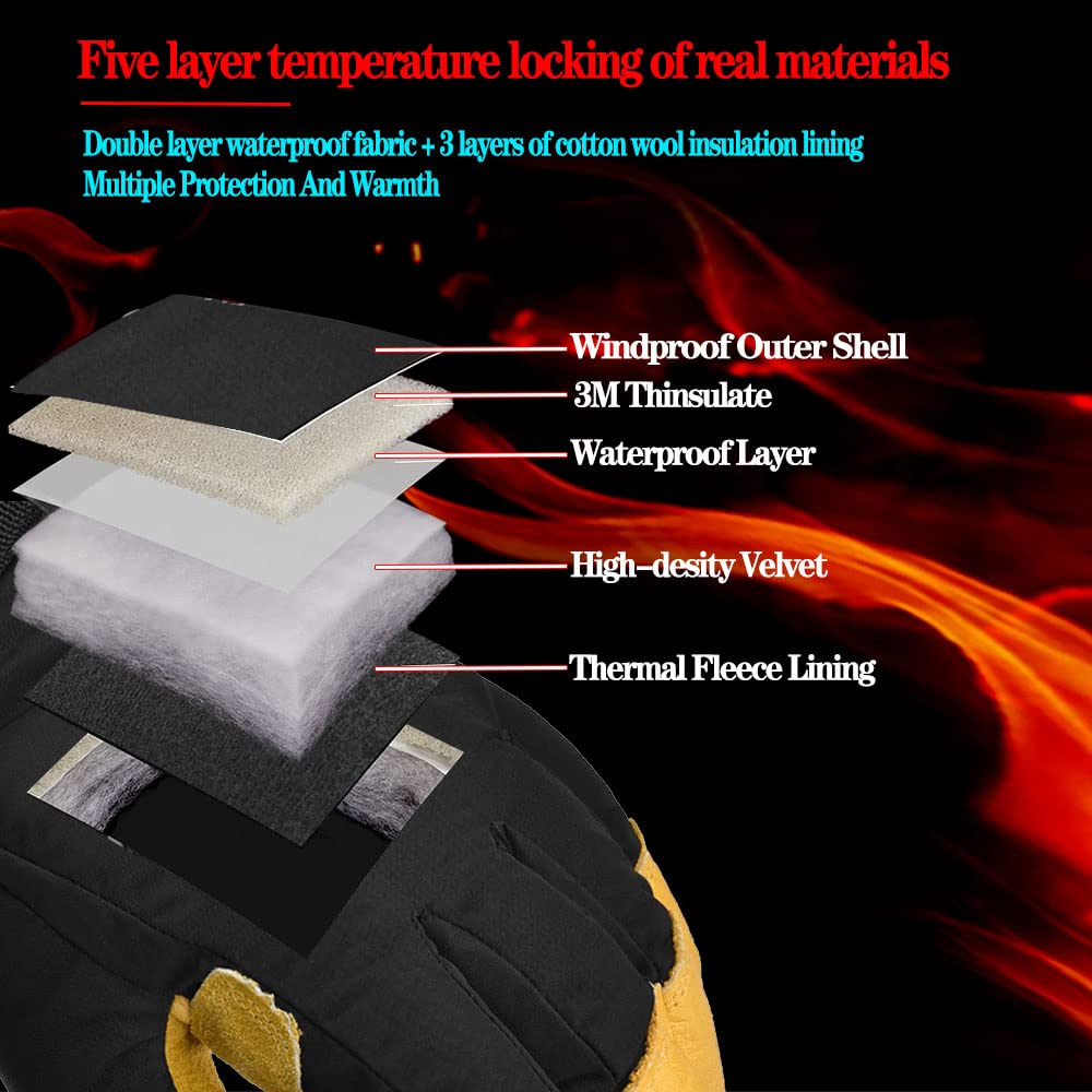 1Storm Deerskin Leather 3M Tinsulate Insulation Touchscreen Winter Gloves Ski Snowboard Cycling Bike