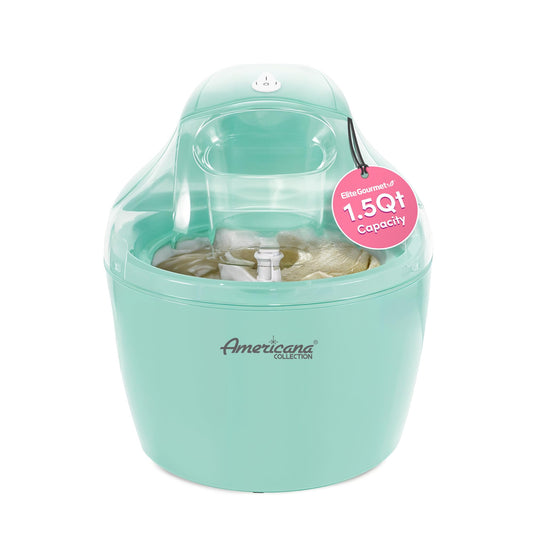 Americana Collection Elite EIM-1432M 1.5 Quart Automatic Easy Homemade Electric Ice Cream Maker, Frozen Yogurt, Sorbet, Gelato Treat, with Recipes, Mint