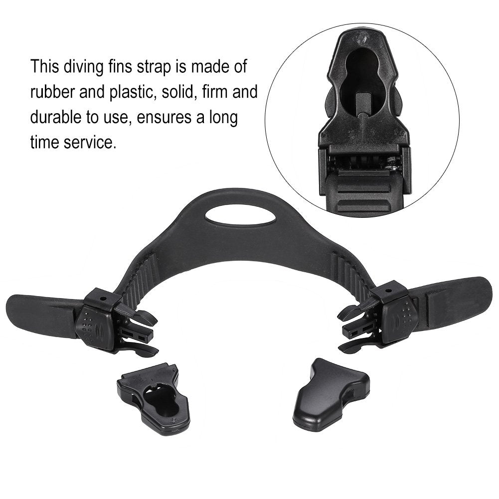 Alomejor Diving Fins Strap Black Rubber Diving Diving Snorkeling Adjustable Swimming Buckles Strap(S)