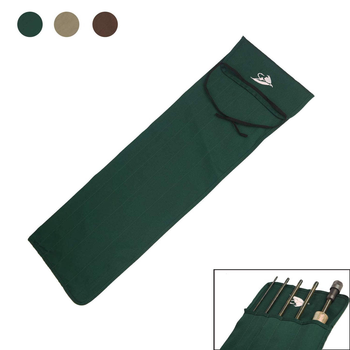 AventikINT Cotton Cloth Fishing Rod Sleeve Cover Pole Sock Glove Protector Bag Pouch with 5 Compartments (Khaki+Coffee+Green, 69cm/28inch)