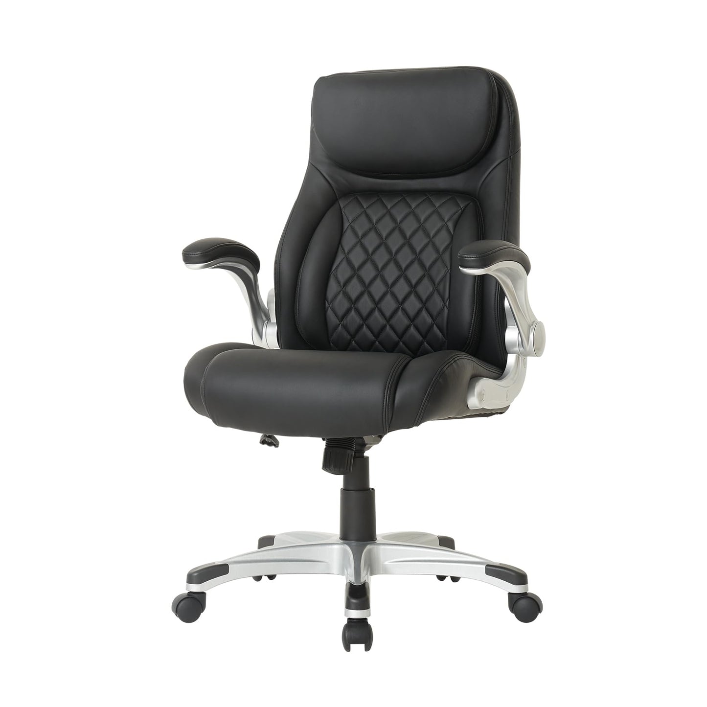 Nouhaus +Posture Ergonomic PU Leather Office Chair. Click5 Lumbar Support with FlipAdjust Armrests. Modern Executive Chair and Computer Desk Chair (Black)