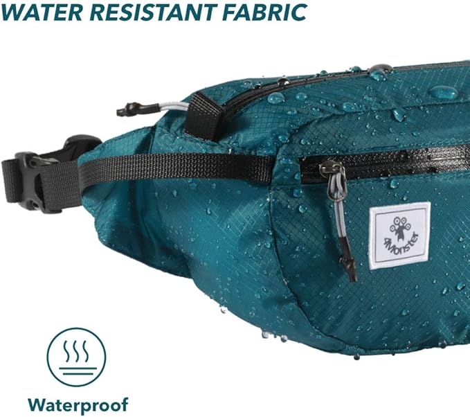 4Monster Hiking Waist Packs Portable,Water Resistant Fanny Bag with Adjustable Strap,Lightweight Crossbody Chest Bag Slim Bag
