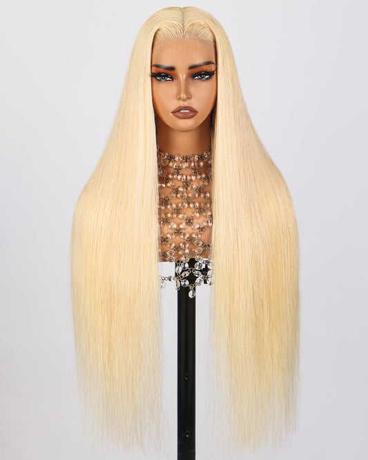 Arabella 613 Lace Front Wig Human Hair 13x4 Ready to Go Glueless Wig 12A Blonde Lace Front Wigs Human Hair 210% Density 613 Straight Hair 613 HD Lace Frontal Wig(38inch, 613 13X4 Straight Wig)