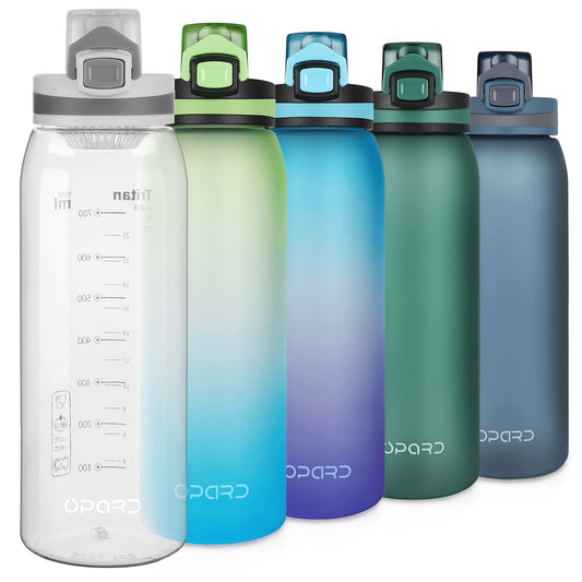Opard 30oz Sports Water Bottle with Leak Proof Flip Top Lid BPA Free Tritan Reusable Plastic for Gym and Outdoor
