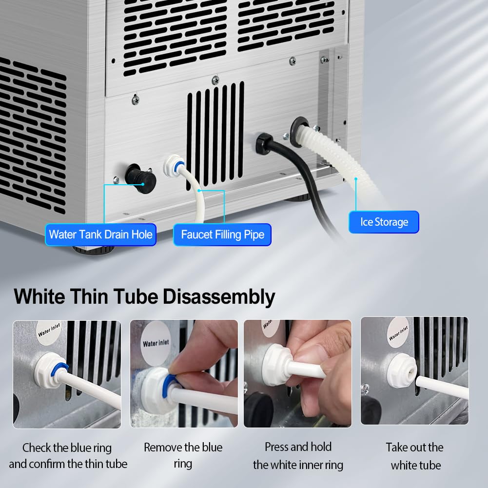 Ice Maker, Commercial Ice Machine,90Lbs/Day, Stainless Steel Ice Machine with 18Lbs Capacity,36 Ice Cubes Per Cycle Ideal for Restaurant, Bars, Home and Offices, Includes Scoop Silver