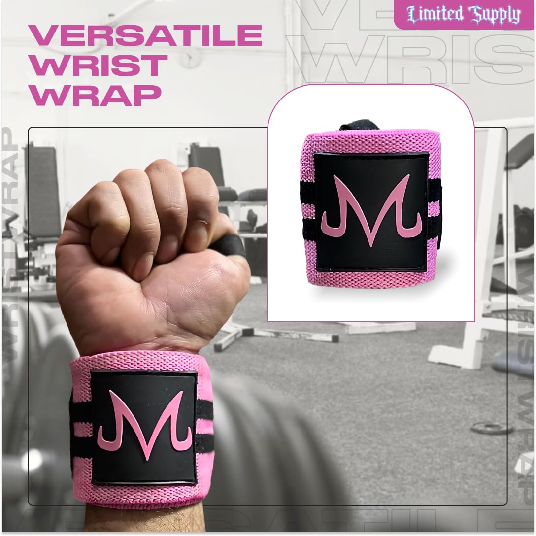 Anime Wrist Wraps Lifting Straps 24" for Men and Women - 1 Pair Each, Gym Accessories Support Weightlifting, Exercise, Strength Training, and Improve Workout, Pinkbu