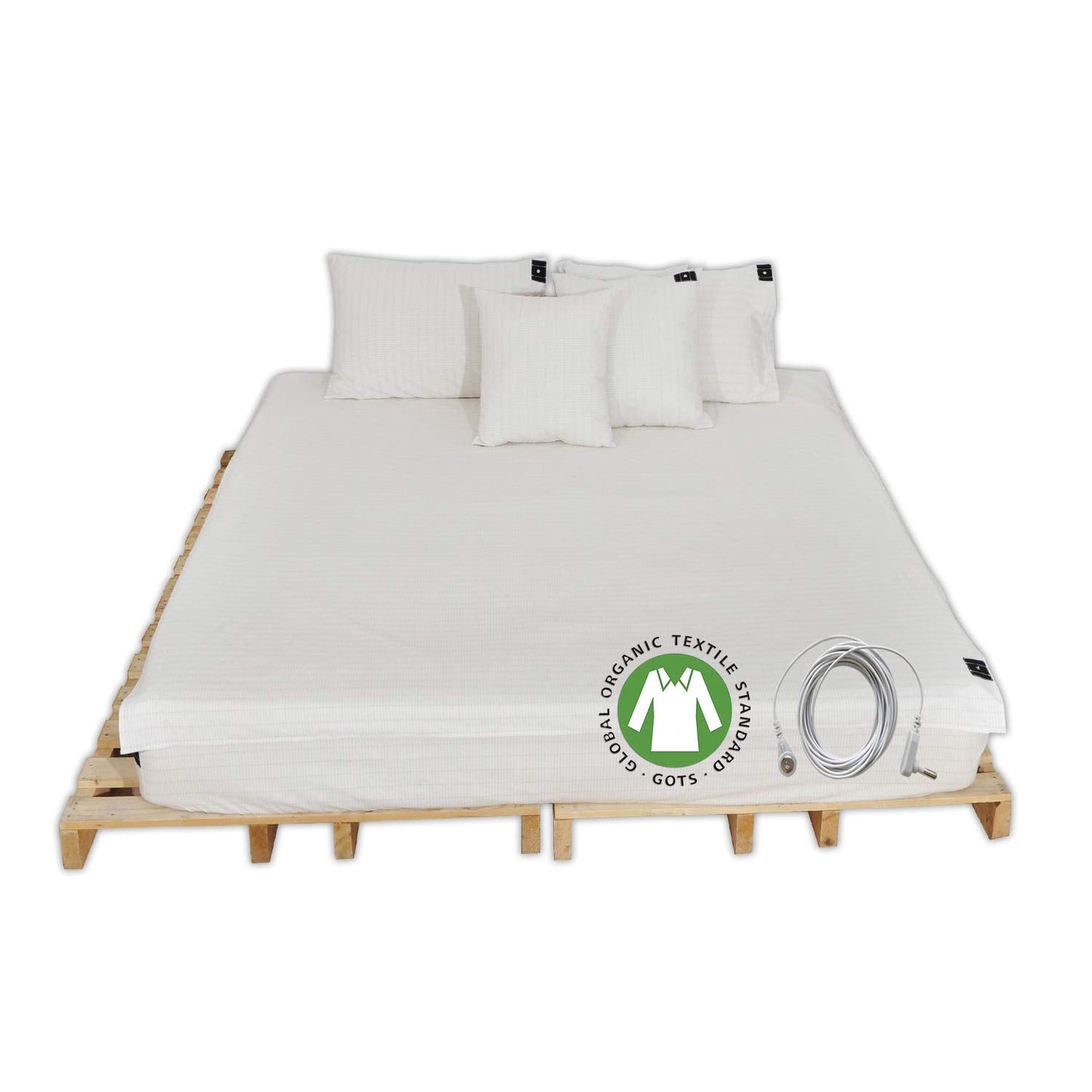 CONDUCTIVE Grounding Sheet King Organic with Connection Cord/Cable for Wellness Benefits Sleep （ 80 x 76 inch ， Original Color Ground Earth Bed Flat Sheet