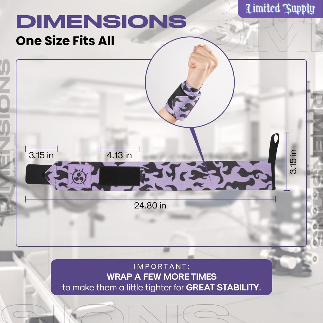 Anime Wrist Wraps Lifting Straps 24" for Men and Women - 1 Pair Each, Gym Accessories Support Weightlifting, Powerlifting, Strength Training, and Improve Workout (CM2)