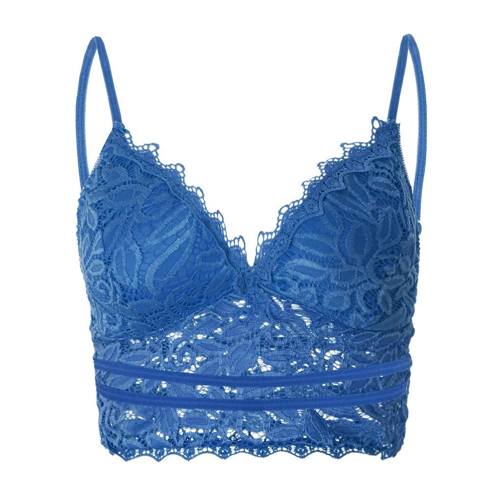 Aniywn Sexy Women Underwear Solid Color Lace Patchwork Vest Crop Wire Free Bra Tank Tops Blouse…