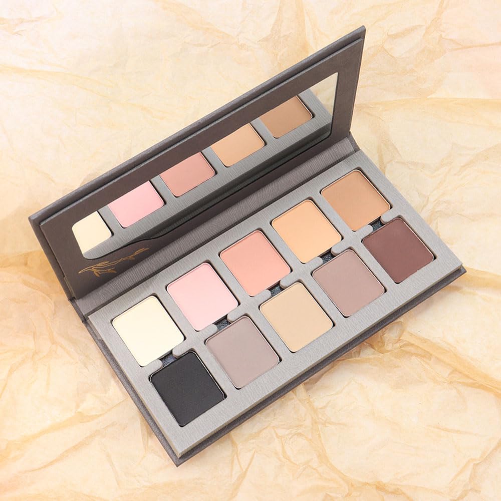 10 Colors Nude Brown Pink Matte Shimmer Eyeshadow Palette for Eye Makeup,High Pigmented Tan Black Eye Shadow Primers Powder Palet de sombras de ojos