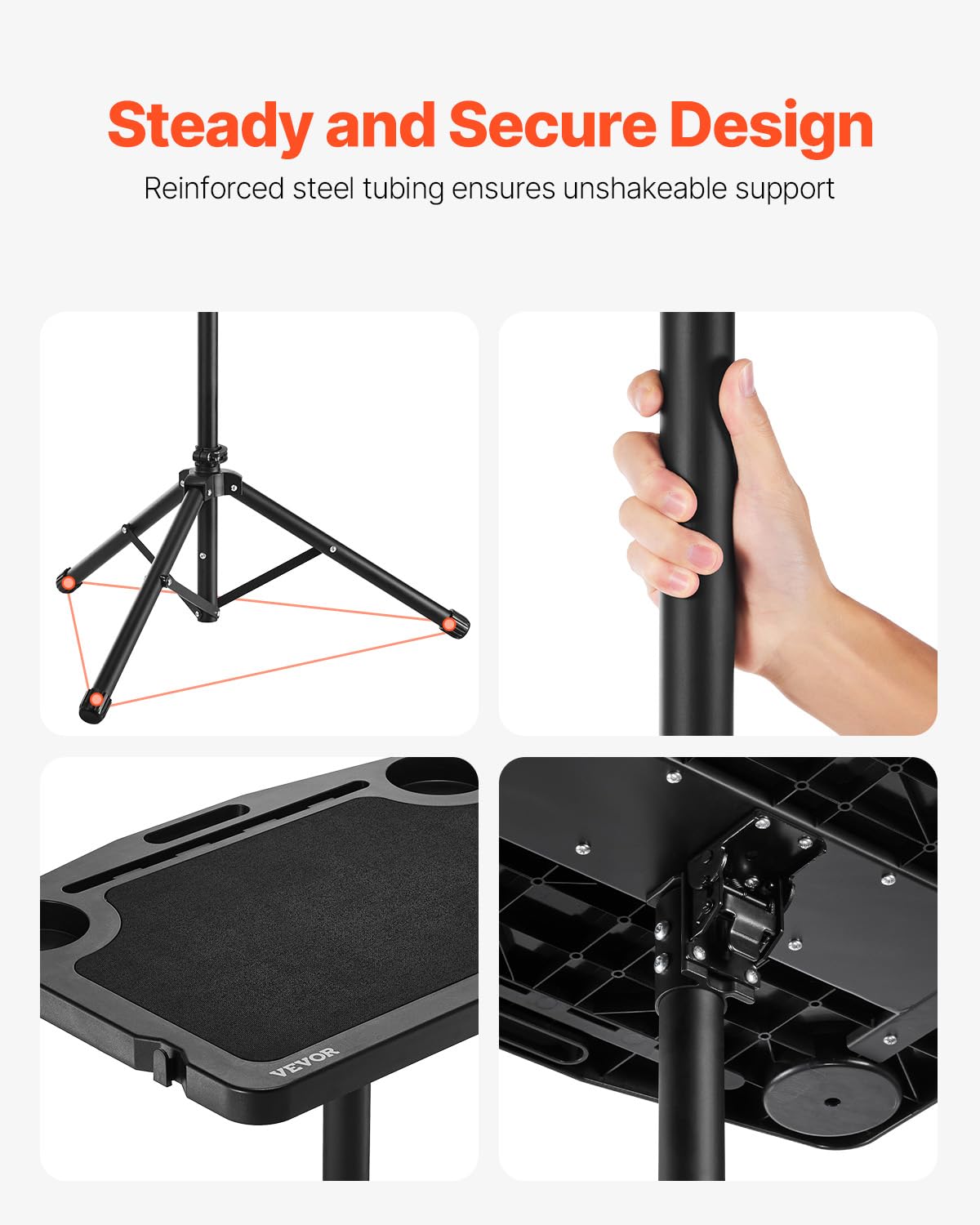 VEVOR Cycling Desk, Foldable Bike Desk & Treadmill Desk with Triangle Support, Non-Slip Multi-Slot Bike Trainer Fitness Desk with Handle Bar, Fit for Home Office Exercise