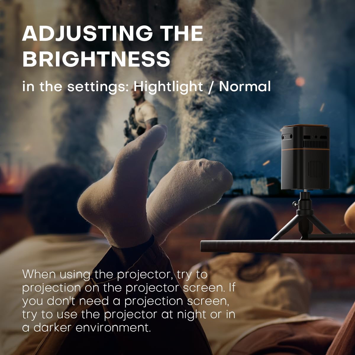 FATORK Mini Projector, 5G WiFi 6 Bluetooth Short Throw Projector, HD 1080P DLP Portable Projector with Rechargeable Battery, 1G Memory, Support Phone Laptop, Compatible with iOS/Android/HDMI/USB