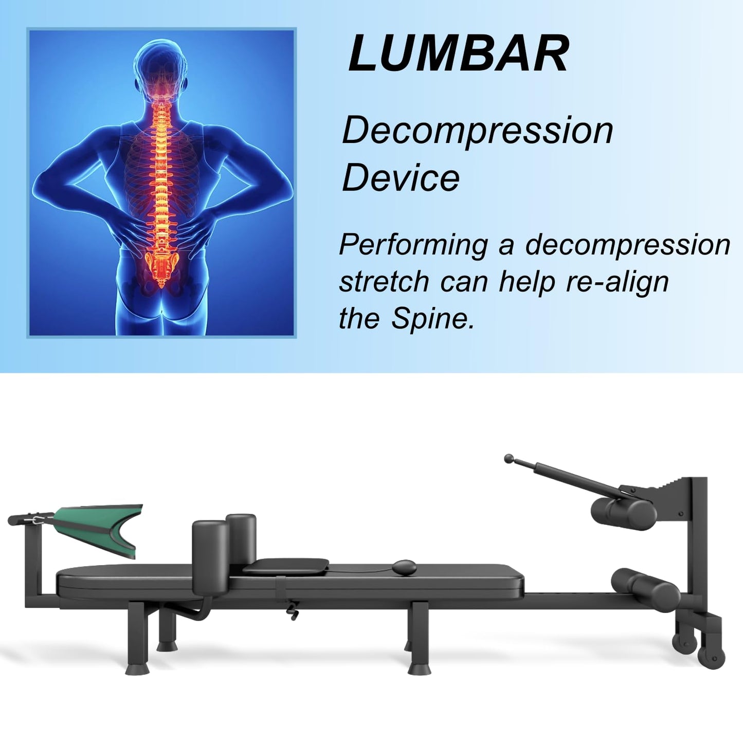 Aplsrhun Fitness Full Body Traction Bed, Massage Cervical Traction Table & Lumbar Traction Bed, Stretch Decompression Machine for Tension Relief, Lumbar Stretching (Black)