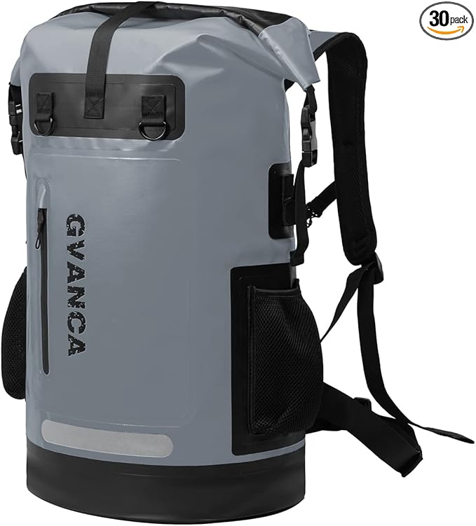 Waterproof Roll Top Kayak Dry Backpack, Floating Outdoor Dry Sack Boating Sailing Canoeing Rafting Fishing Camping 35L Grey