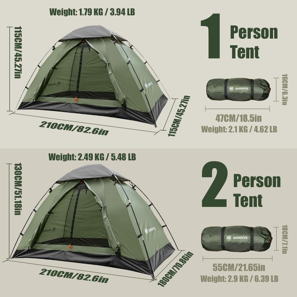 Backpacking Tent for Camping 2 Person Hiking Ultralight Tent for Waterproof Windproof Outdoor Two Doors Tents Easy Quick Setup Lightweight Instant Tents