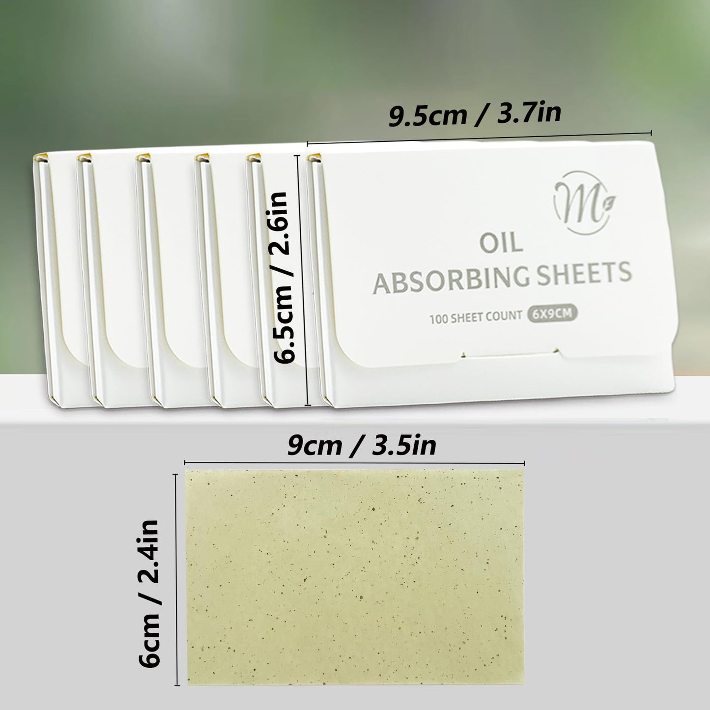 Natural Face Oil Blotting Paper -Bamboo Charcoal 600 Counts, Easy Dispensing Oil Absorbing Sheets, Premium Handy Facial Blotting Papers - Face Skin Care or Beauty Make Up Must Have (White-Green Tea)