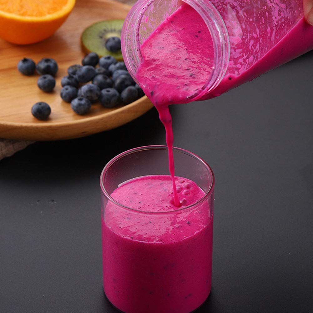 CGKs6anmU Blender Smoothies Smoothie Maker Blender Mini Laptop with Portable Tritan Bottles 300 Ml 6 Blades of Stainless Steel 5W 18000 Revolutions/Min No BPA Blender Smoothie Maker Pink