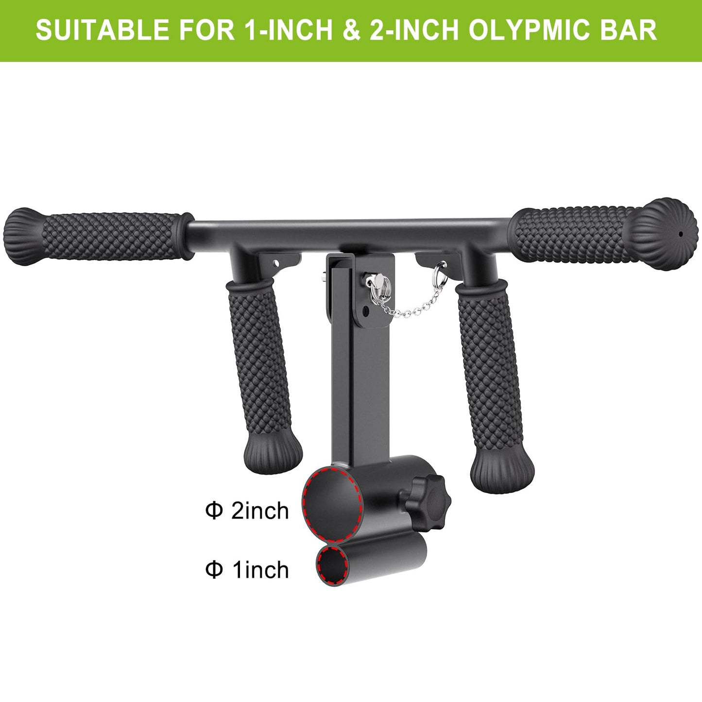 SELEWARE T Bar Row Attachment for 1 & 2" Barbell Bar, Solid Adjustable Multi-Grip Landmine Handle Attachment with Non-Slip Rubber Handle