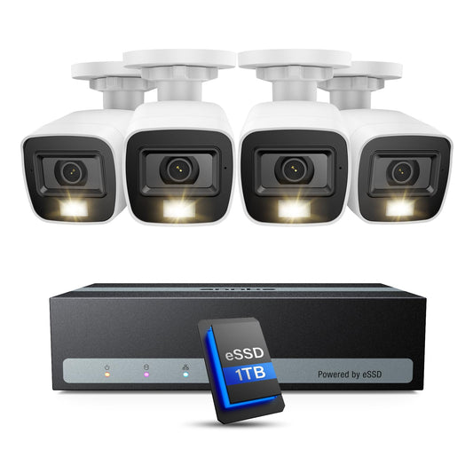 ANNKE Security Camera System, 3K Lite 5-in-1 H.265+ 8CH eDVR with 1TB eSSD and (4) 1080p (2MP) Weatherproof Surveillance Wired Cams, AI Human/Vehicle Detection, Smart Color Night Vision, Email Alert