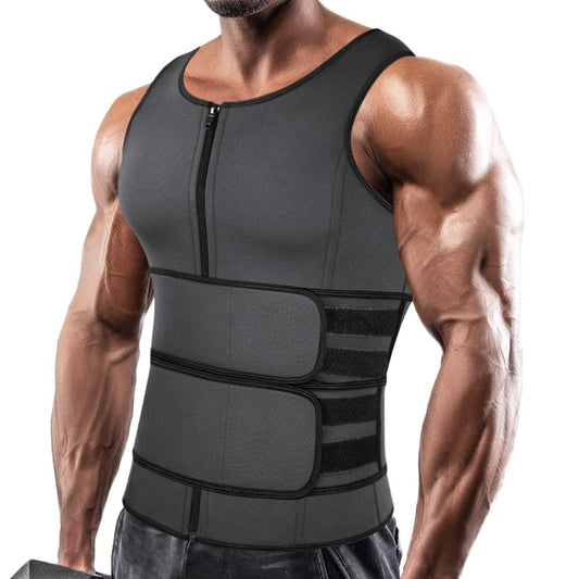 SHAPERIN Men Neoprene Sauna Zipper Waist Trainer Vest Tank Top Trimmer Body Shaper