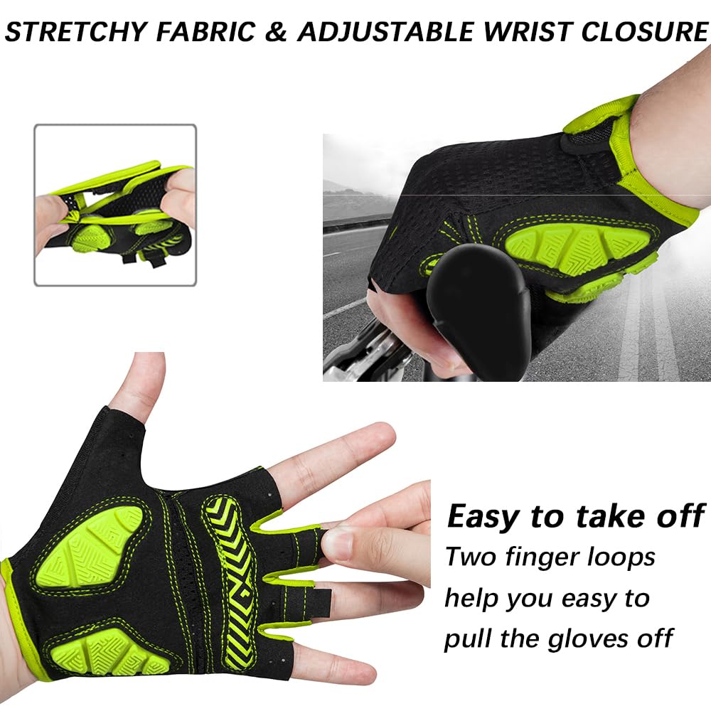 MOREOK-Cycling Gloves Bike Gloves for Men/Women-[5MM Gel Pad] Biking Gloves DEEP Yellow-XXL