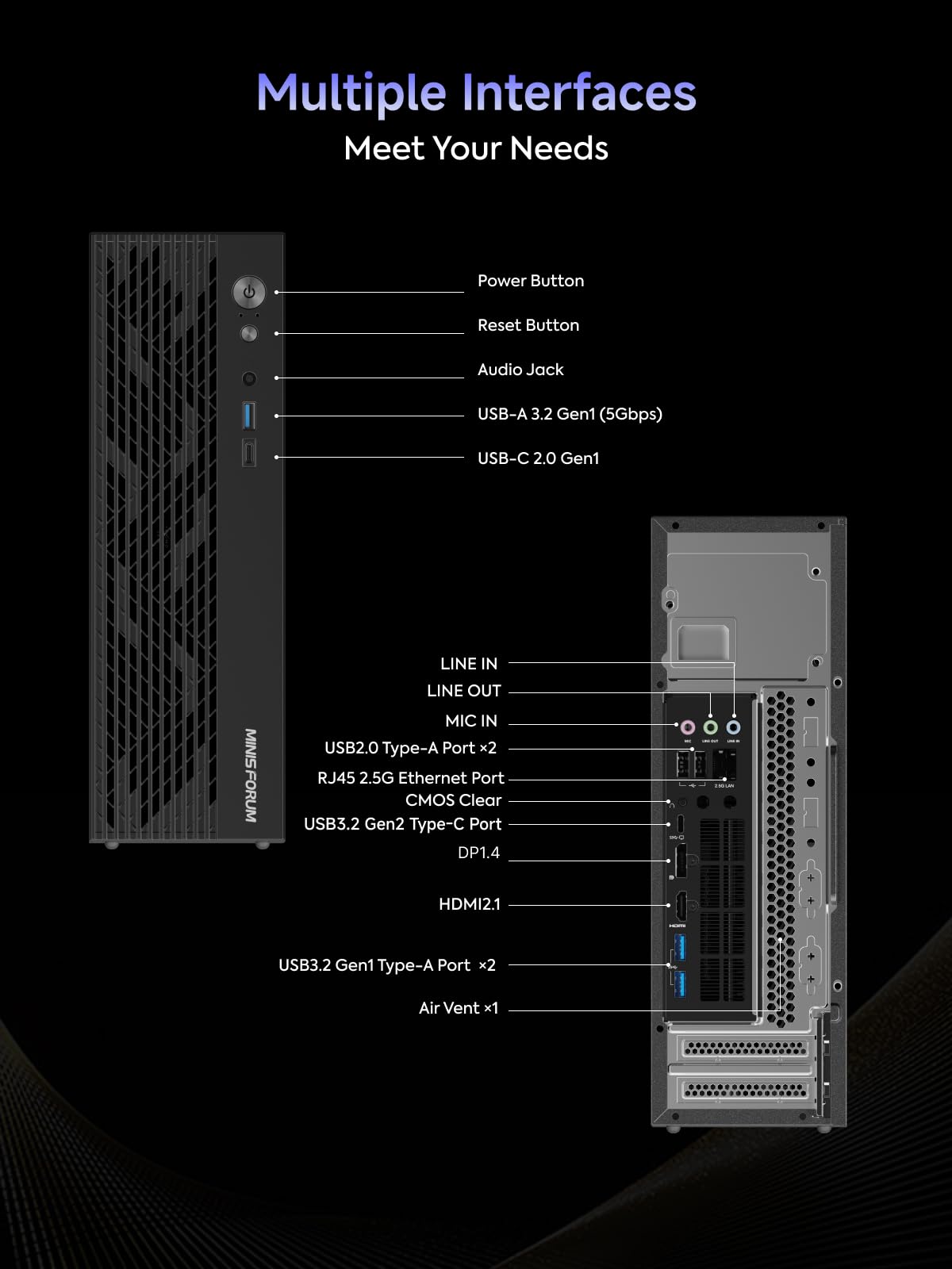 MINISFORUM 795S7 Mini Gaming PC AMD Ryzen 9 7945HX (16C/32T) Barebone Version Tower Computer, 2x DDR5 Slots, 2x PCIe4.0 SSD, HDMI|DP|USB-CTriple Outputs, M.2 2230 Key E Slot, 2.5G Lan Desktop Computer