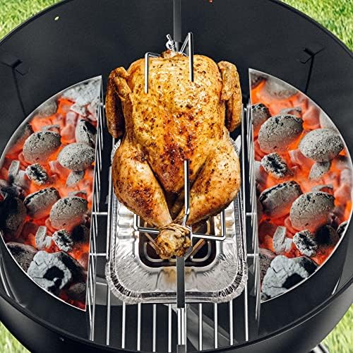 Skyflame 2 PCS Stainless Steel Charcoal Basket Holder, 2-IN-1 BBQ Grilling Accessories Compatible with Weber/Napoleon 22" / 26" Kettle Grill