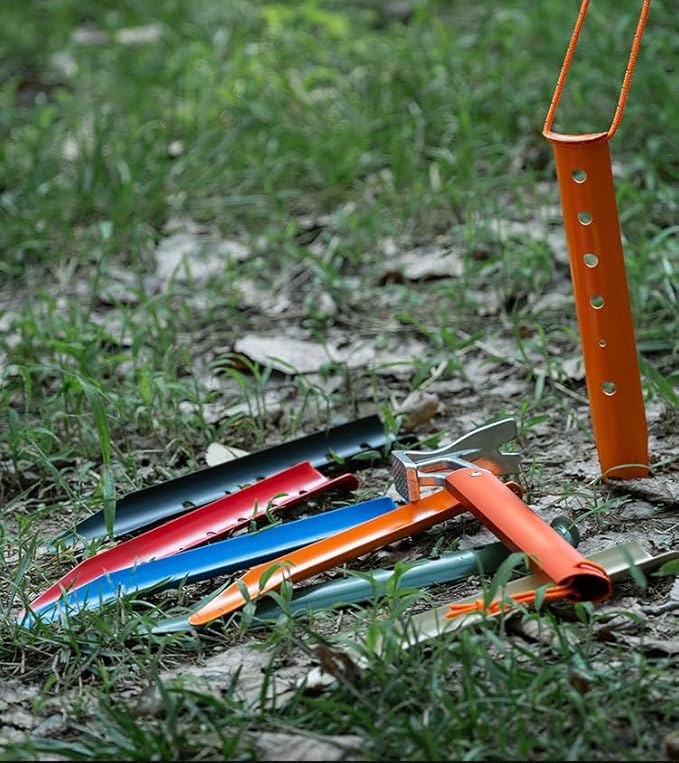 Aluminum Tent Stakes for Camping in Snow & Sand 10PCS Beach Canopy Tent Stakes U-Shaped Tent Pegs Lightweight Ground Nails for Beach Shade Canopy Hiking Backpacking Boating Picnic (Blue)