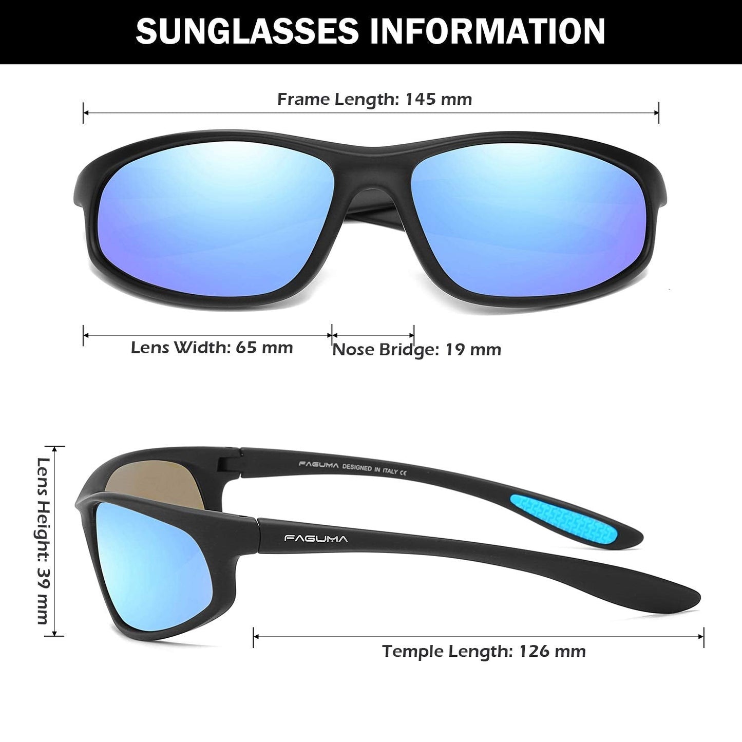 FAGUMA Polarized Sports Sunglasses For Men Cycling Driving Fishing 100% UV Protection