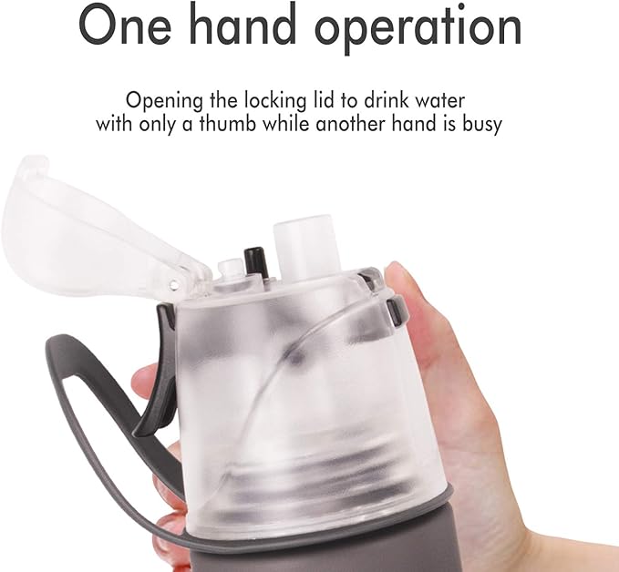 Linowos Drinking and Misting Sports Water Bottle, Non-Toxic BPA Free, Fast Water Flow Opens with 1-Click, Portable Leak-Proof Spray Cup for Cycling Fitness Camping Hiking Outdoor
