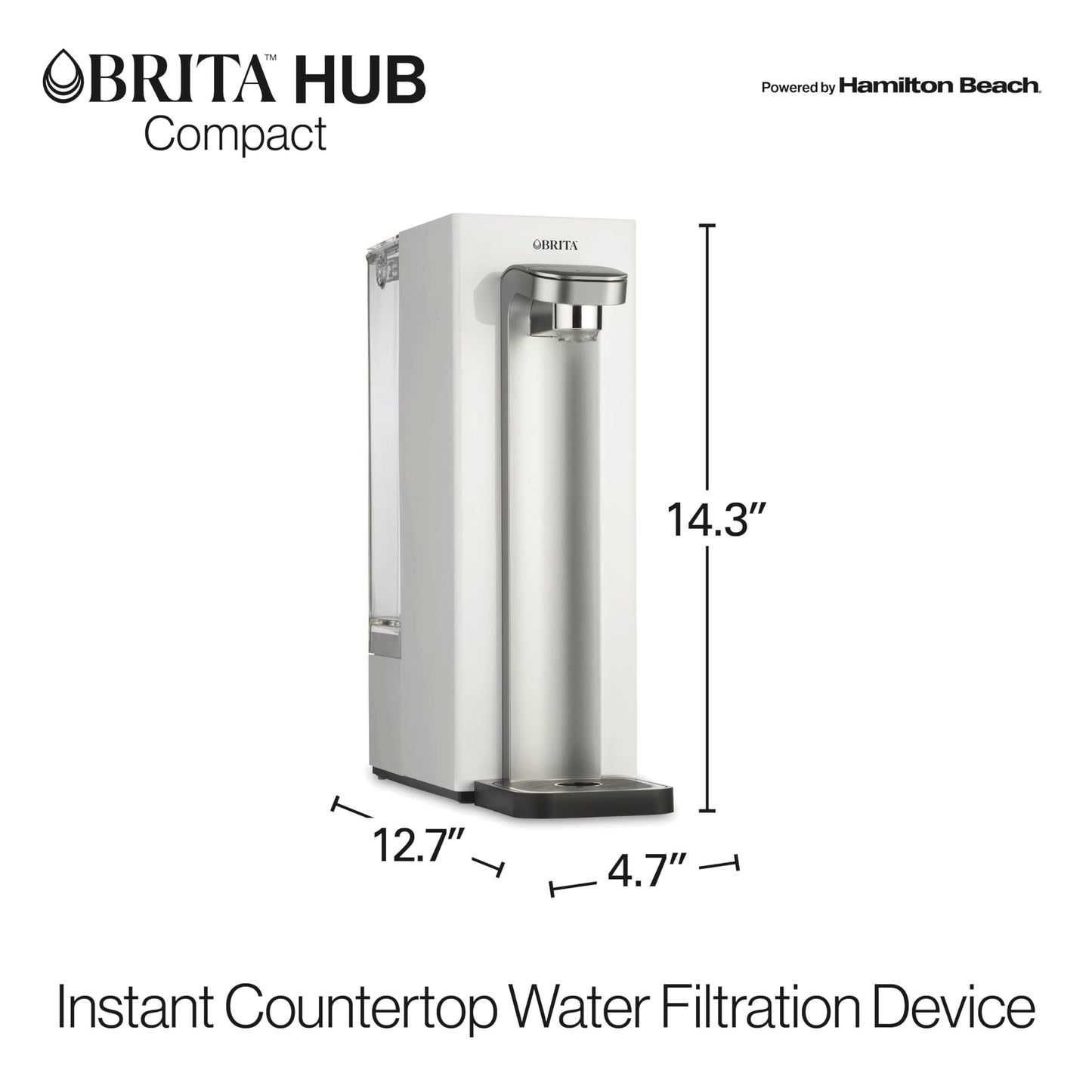 Brita Hub Compact Instant Powerful Countertop Water Filter System, Reduces 70+ Contaminants, 9 Cup Water Reservoir, Includes 6 Month Carbon Block Filter, White, 87344