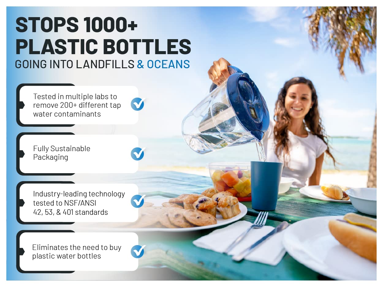 Epic Water Filters REPLACEMENT FILTER/Compatible with Epic Pure Water Pitcher/Removes Fluoride, Lead, Forever Chemicals, Heavy Metals, Chemicals, Industrial Pollutants/Filters 150 Gallons (3)