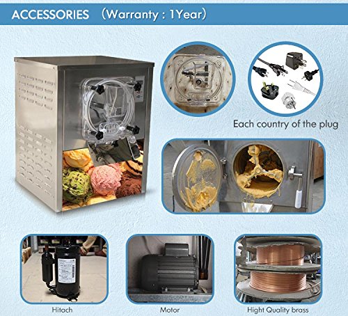 Kolice Commercial Desktop Hard ice Cream Machine, Counter top Hard ice Cream Maker, Gelato Ice Cream Machine, Snack Food Machine for Restaurant, Snack Bar, Ice Cream Shop