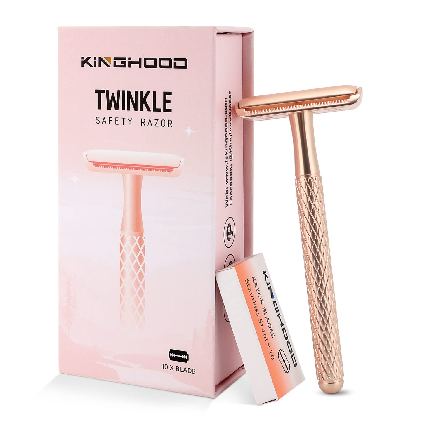 Women's Safety Razor - Double Edge Design for Legs & Underarms, 10 Replacement Blades, Long Handle - Eco-Friendly & Cost-Effective Shaving