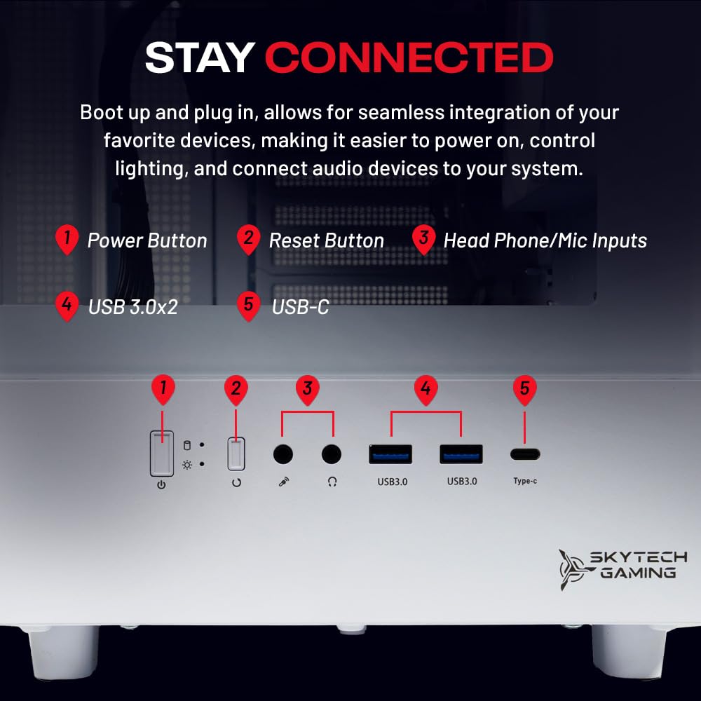 Skytech Gaming Azure 3 Desktop PC, Ryzen 7 7700X 4.5 GHz (5.4GHz), NVIDIA RTX 5070 12GB, 1TB Gen4 NVMe SSD, 32GB DDR5 RAM 6000 RGB, 850W Gold ATX 3 PSU, 360mm ARGB AIO, Wi-Fi, Win 11